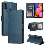 For Samsung Galaxy A20s GQUTROBE Skin Feel Magnetic Leather Phone Case(Blue)