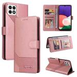 For Samsung Galaxy A22 5G GQUTROBE Skin Feel Magnetic Leather Phone Case(Rose Gold)