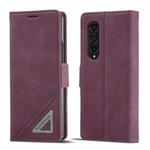 For Samsung Galaxy Z Fold3 5G Forwenw Dual-side Buckle Leather Phone Case(Wine Red)