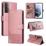 For Samsung Galaxy S21 5G GQUTROBE Skin Feel Magnetic Leather Phone Case(Rose Gold)