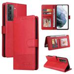 For Samsung Galaxy S21 5G GQUTROBE Skin Feel Magnetic Leather Phone Case(Red)