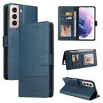 For Samsung Galaxy S21+ 5G GQUTROBE Skin Feel Magnetic Leather Phone Case(Blue)