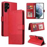 For Samsung Galaxy S22 Ultra 5G GQUTROBE Skin Feel Magnetic Leather Phone Case(Red)