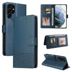 For Samsung Galaxy S22 Ultra 5G GQUTROBE Skin Feel Magnetic Leather Phone Case(Blue)