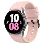 For Samsung Galaxy Watch5 / Watch5 Pro /  Watch4 Leather Texture Silicone Watch Band(Light Pink + Green)