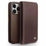 For iPhone 14 Pro QIALINO Business Horizontal Flip PU Phone Case(Brown)