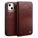 For iPhone 14 Plus QIALINO Horizontal Flip Leather Phone Case (Brown)