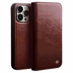 For iPhone 14 Pro Max QIALINO Horizontal Flip Leather Phone Case (Brown)