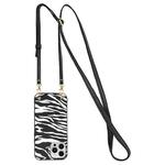 For iPhone 14 Pro Crossbody Lanyard Leather Phone Case(Zebra Texture)