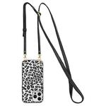 For iPhone 14 Pro Crossbody Lanyard Leather Phone Case(White Leopard Texture)