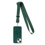 For iPhone 14 Crossbody Lanyard Crocodile Texture Phone Case (Green)