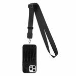 For iPhone 14 Pro Crossbody Lanyard Crocodile Texture Phone Case(Black)