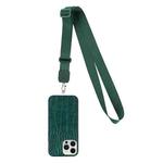 For iPhone 14 Pro Max Crossbody Lanyard Crocodile Texture Phone Case (Green)