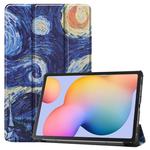 For Samsung Galaxy Tab S6 Lite P610 10.4 inch Colored Drawing Horizontal Flip Leather Case, with Three-folding Holder & Sleep / Wake-up Function(Starry Sky)