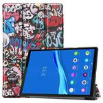 For Lenovo M10 Plus TB-X606F Colored Drawing Horizontal Flip Leather Case, with Three-folding Holder & Sleep / Wake-up Function(Graffiti)