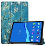 For Lenovo M10 Plus TB-X606F Colored Drawing Horizontal Flip Leather Case, with Three-folding Holder & Sleep / Wake-up Function(Apricot Flower)