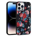 For iPhone 14 Pro Flowers Pattern Leather Phone Case(Black)