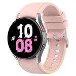 For Samsung Galaxy Watch5 / Watch5 Pro /  Watch4 Universal Leather Texture Silicone Watch Band(Light Pink + Green)