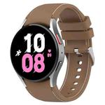 For Samsung Galaxy Watch5 / Watch5 Pro /  Watch4 Universal Leather Texture Silicone Watch Band(Brown+White)
