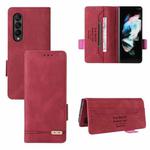 For Samsung Galaxy Z Fold4 Magnetic Clasp Flip Leather Phone Case(Red)
