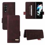 For Samsung Galaxy Z Fold4 Magnetic Clasp Flip Leather Phone Case(Brown)