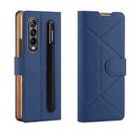 For Samsung Galaxy Z Fold4 GKK Transformers Shockproof Folding Phone Leather Case with Pen Slot & Stand(Blue)