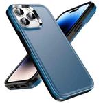 For iPhone 14 Pro Max Double Solid Color Armor Phone Case (Blue)