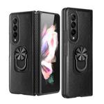 For Samsung Galaxy Z Fold4 GKK Litchi Pattern Foldable Protective Phone Case with Ring Holder(Black)