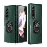 For Samsung Galaxy Z Fold4 GKK Litchi Pattern Foldable Protective Phone Case with Ring Holder(Green)