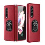 For Samsung Galaxy Z Fold4 GKK Litchi Pattern Foldable Protective Phone Case with Ring Holder(Red)