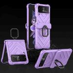 For Samsung Galaxy Z Flip4 GKK Sliding Camshield Magnetic Armor Flip Phone Case with Ring Holder(Purple)