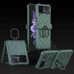 For Samsung Galaxy Z Flip4 GKK Sliding Camshield Magnetic Armor Flip Phone Case with Ring Holder(Forest Green)