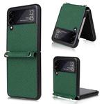 For Samsung Galaxy Z Flip3 5G Straw Mat Texture Lanyard Phone Case(Green)