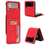 For Samsung Galaxy Z Flip4 5G Skin-feeling Half-split External Card Slot Folding Phone Case(Red)