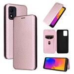 For Alcatel 1B 2022 Carbon Fiber Texture Flip Leather Phone Case(Pink)