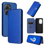 For Asus Zenfone 9 Carbon Fiber Texture Flip Leather Phone Case(Blue)