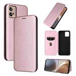 For Motorola Moto G32 Carbon Fiber Texture Flip Leather Phone Case(Pink)