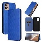 For Motorola Moto G32 Carbon Fiber Texture Flip Leather Phone Case(Blue)