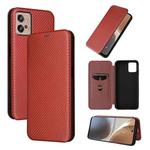 For Motorola Moto G32 Carbon Fiber Texture Flip Leather Phone Case(Brown)