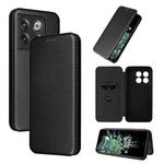 For OnePlus 10T 5G Carbon Fiber Texture Flip Leather Phone Case(Black)