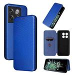 For OnePlus 10T 5G Carbon Fiber Texture Flip Leather Phone Case(Blue)