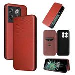 For OnePlus 10T 5G Carbon Fiber Texture Flip Leather Phone Case(Brown)