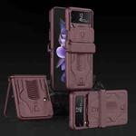 For Samsung Galaxy Z Flip4 GKK Sliding Camshield Magnetic Armor Flip Phone Case(Wine Red)