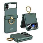 For Samsung Galaxy Z Flip4 GKK Magnetic Hinged Flip Case with Ring Holder(Forest Green)