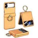 For Samsung Galaxy Z Flip4 GKK Magnetic Hinged Flip Case with Ring Holder(Orange)