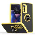 For Motorola Edge 2022 Q Shadow 1 Series TPU + PC Phone Case with Ring Holder(Yellow)