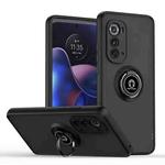For Motorola Edge 2022 Q Shadow 1 Series TPU + PC Phone Case with Ring Holder(Black+Black)