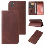 For Sharp Aquos R2 Magnetic Closure Leather Phone Case(Brown)