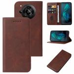 For Sharp Aquos R7 / P7 Magnetic Closure Leather Phone Case(Brown)