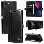 For iPhone 14 GQUTROBE RFID Blocking Oil Wax Leather Case (Black)